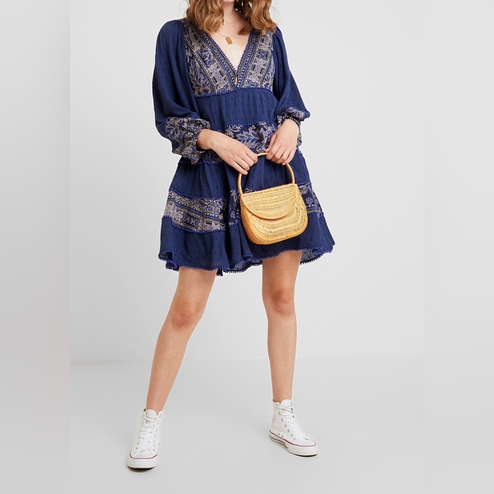 (R4) Free People Casual midi dress from bluelos, floral print, size S/P